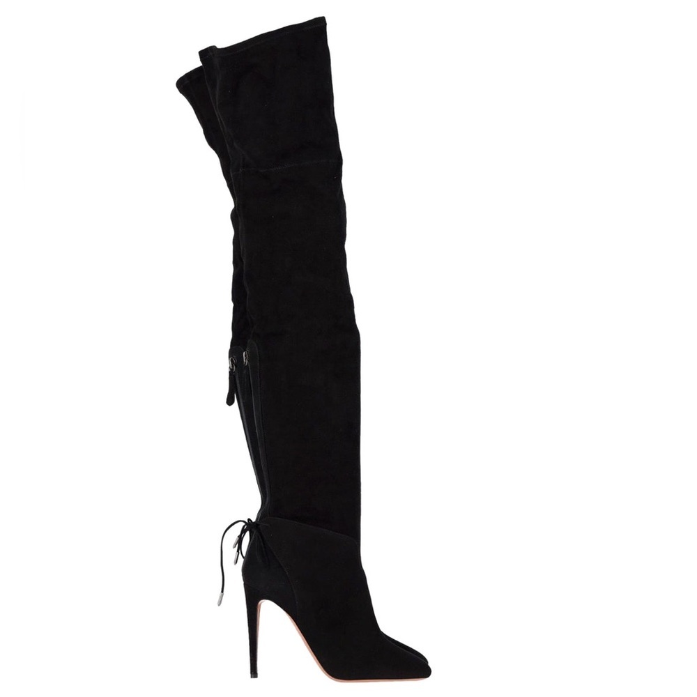 Aquazzura Giselle Over-The-Knee Boots in Black Suede